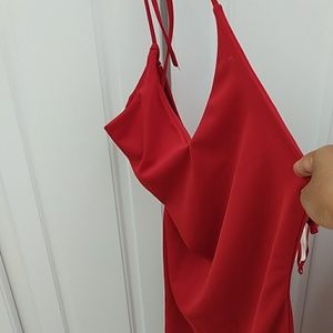 Sexy red sleeveless long dress